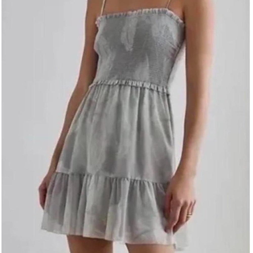 Aritzia Wilfred Catamaran Mini Dress Smocked Gray Medium